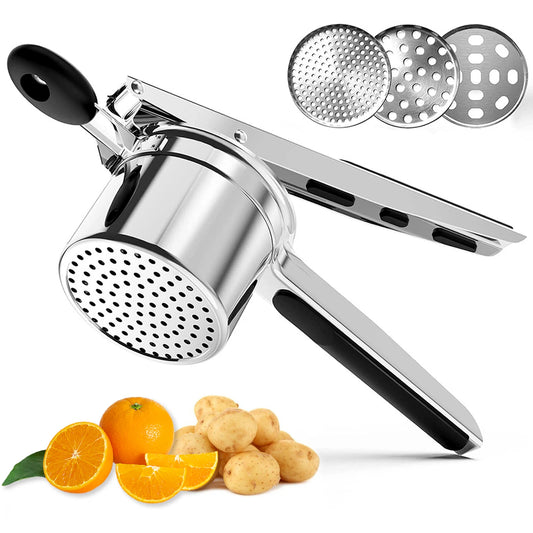 Heavy-Duty Stainless Steel Potato Masher & Ricer – Professional Potato Press for Perfect Mashed Potatoes & Baby Food